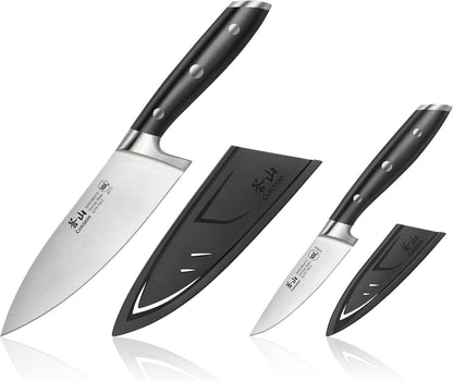 Cangshan ALPS Series 502797 German Steel Forged 2-Piece Starter Set with Sheaths, Black