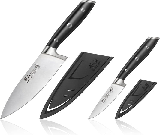 Cangshan ALPS Series 502797 German Steel Forged 2-Piece Starter Set with Sheaths, Black