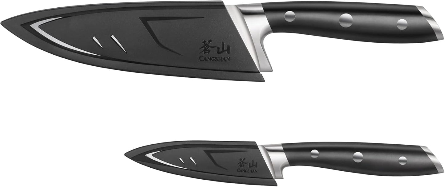 Cangshan ALPS Series 502797 German Steel Forged 2-Piece Starter Set with Sheaths, Black