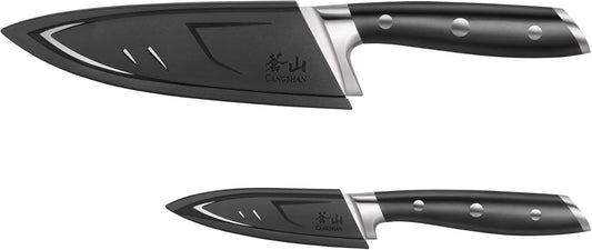 Cangshan ALPS Series 502797 German Steel Forged 2-Piece Starter Set with Sheaths, Black