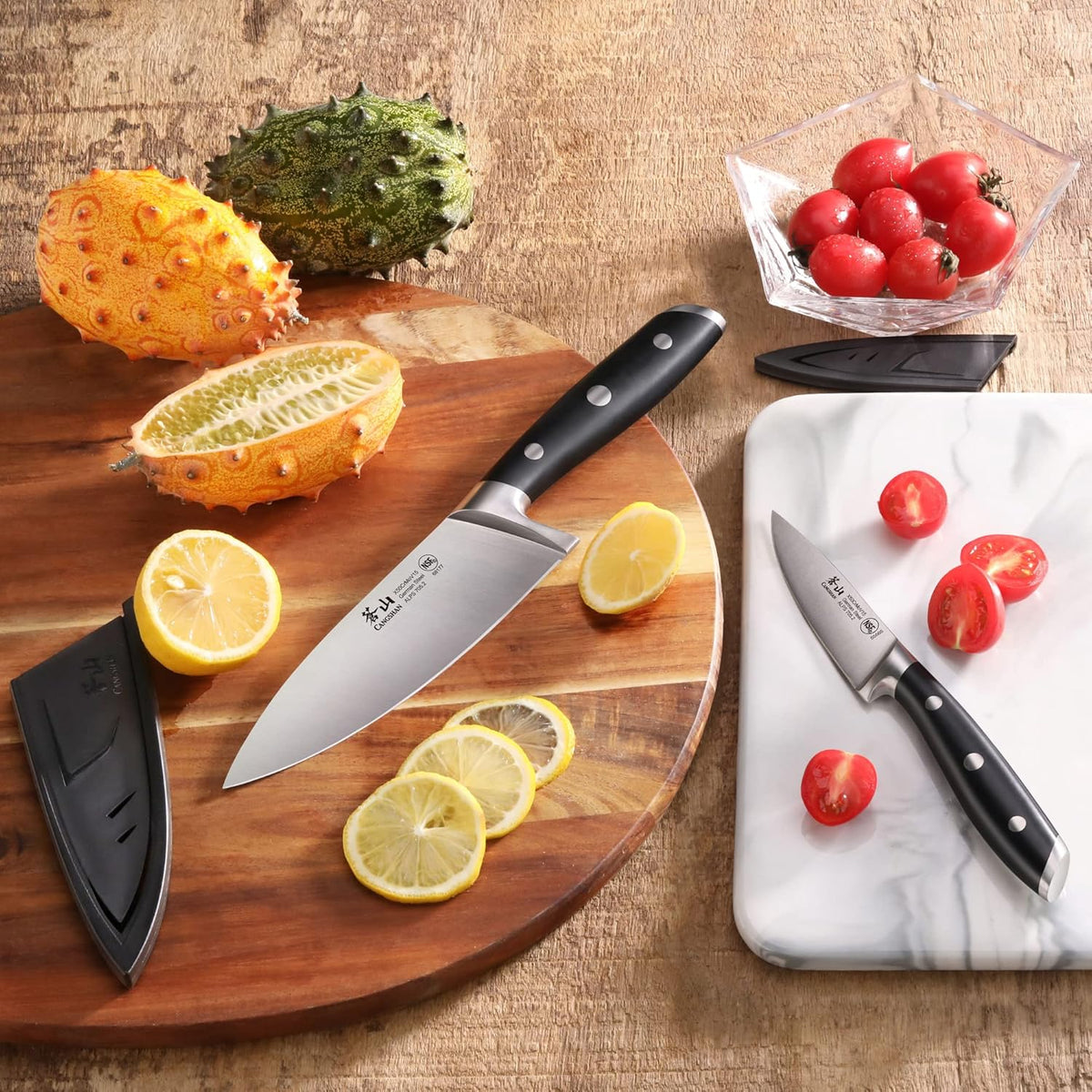 Cangshan ALPS Series 502797 German Steel Forged 2-Piece Starter Set with Sheaths, Black