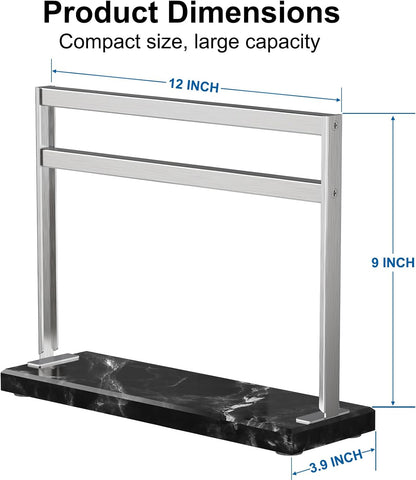 Acrylic Shield Magnetic Knife Block Holder - Marble Base Magnetic Knife Stand for Counter Top -Double Sided Magnetic Knife Holder -Stainless Steel Kitchen Knife Block without Knives -White