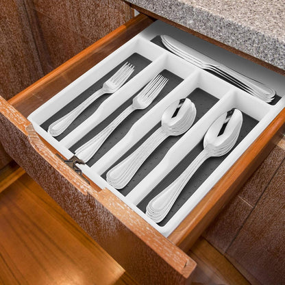 Silverware Tray, Multi-Purpose Organizer with Soft Grip Lining