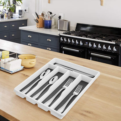 Silverware Tray, Multi-Purpose Organizer with Soft Grip Lining