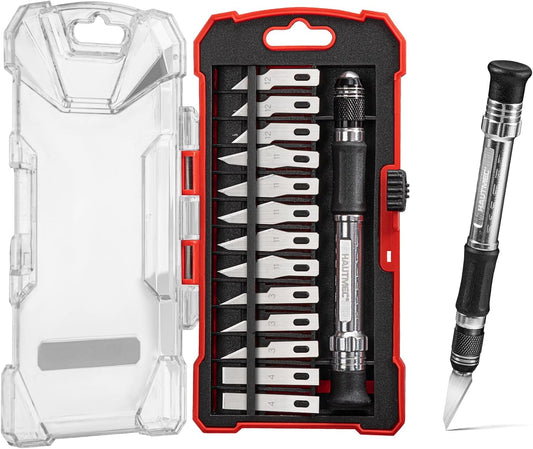 Exacto Knife Set, Xacto Knife with 13 Exacto Knife Blades SK5 Craft Knife and Hobby Knife for Crafts, Arts, Modeling, Scrapbooking, Includes 1 Handle and Storage Case HT0109