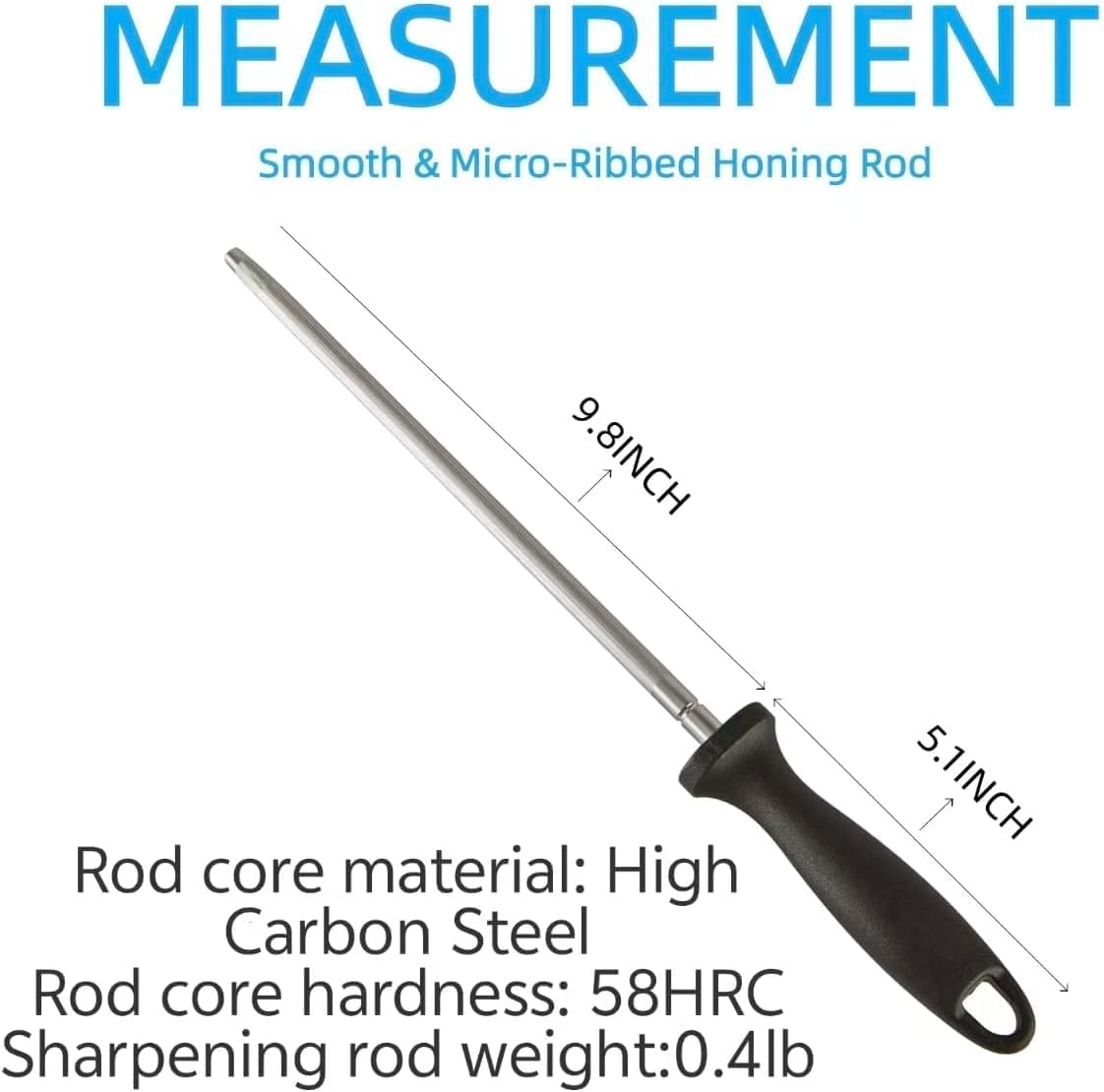 Knife Sharpener Rod, 10 Inch Honing Steel for Knives, Professional Magnetic Sharpening Stick, Premium High Carbon Steel with Hard Chrome Plating, Easy to Grip for All Kitchen Knives