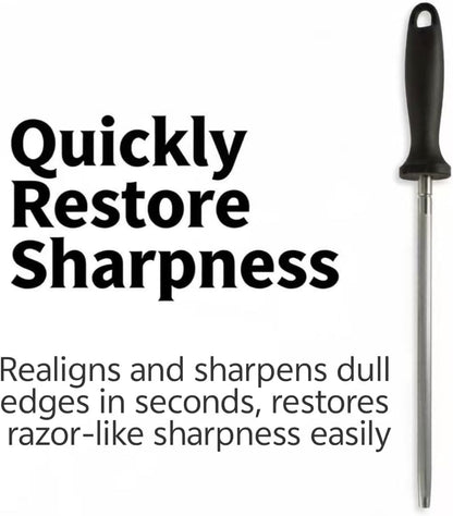 Knife Sharpener Rod, 10 Inch Honing Steel for Knives, Professional Magnetic Sharpening Stick, Premium High Carbon Steel with Hard Chrome Plating, Easy to Grip for All Kitchen Knives