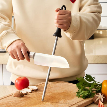 Knife Sharpener Rod, 10 Inch Honing Steel for Knives, Professional Magnetic Sharpening Stick, Premium High Carbon Steel with Hard Chrome Plating, Easy to Grip for All Kitchen Knives