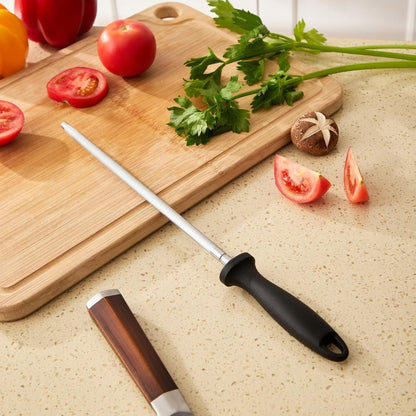 Knife Sharpener Rod, 10 Inch Honing Steel for Knives, Professional Magnetic Sharpening Stick, Premium High Carbon Steel with Hard Chrome Plating, Easy to Grip for All Kitchen Knives