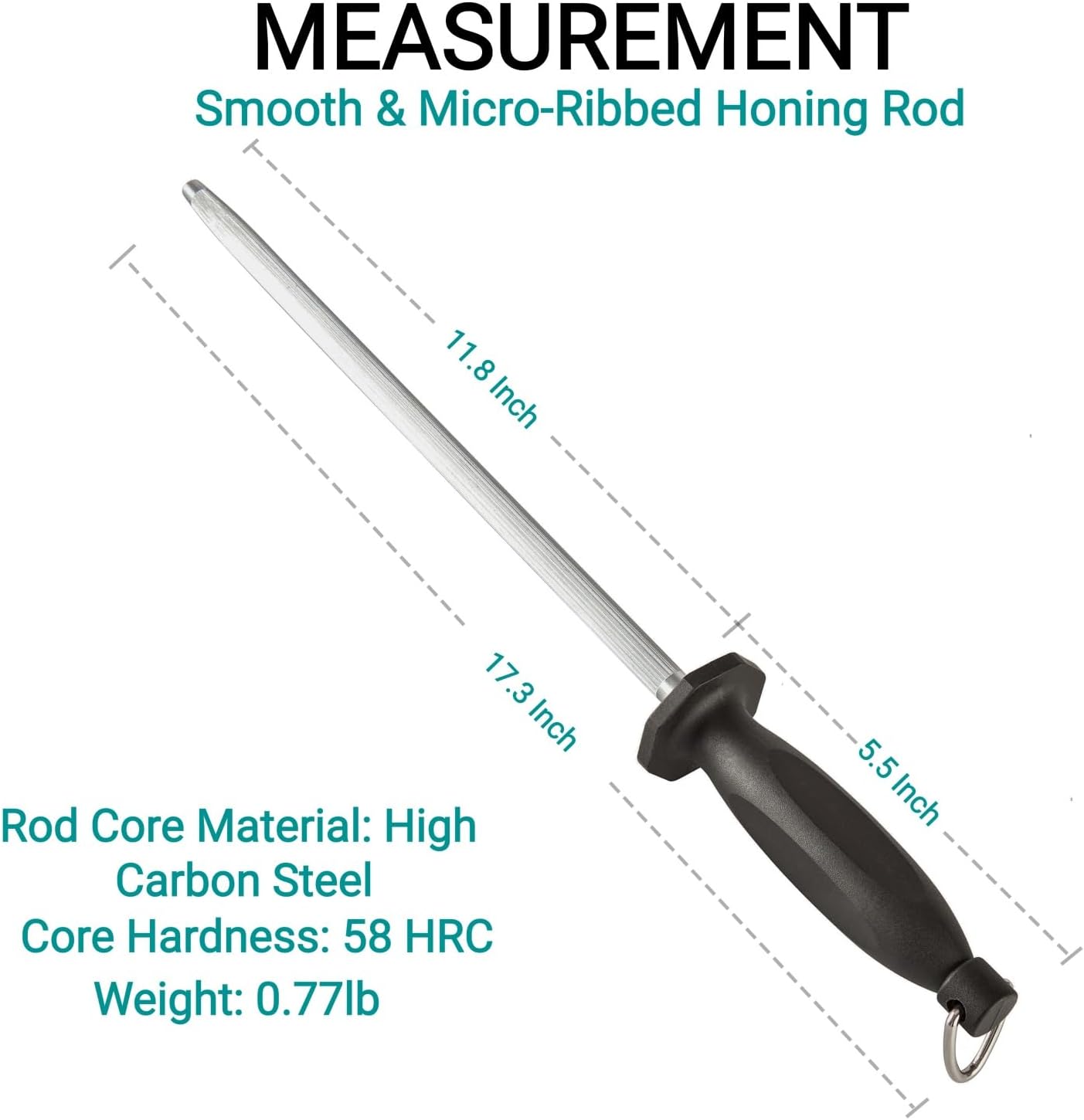 Knife Sharpener Rod, 10 Inch Honing Steel for Knives, Professional Magnetic Sharpening Stick, Premium High Carbon Steel with Hard Chrome Plating, Easy to Grip for All Kitchen Knives