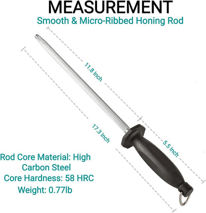 Knife Sharpener Rod, 10 Inch Honing Steel for Knives, Professional Magnetic Sharpening Stick, Premium High Carbon Steel with Hard Chrome Plating, Easy to Grip for All Kitchen Knives
