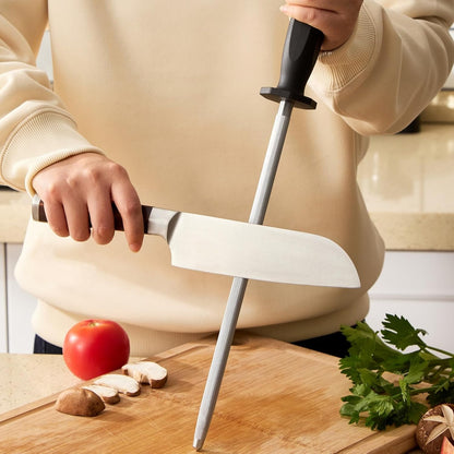 Knife Sharpener Rod, 10 Inch Honing Steel for Knives, Professional Magnetic Sharpening Stick, Premium High Carbon Steel with Hard Chrome Plating, Easy to Grip for All Kitchen Knives