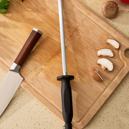 Knife Sharpener Rod, 10 Inch Honing Steel for Knives, Professional Magnetic Sharpening Stick, Premium High Carbon Steel with Hard Chrome Plating, Easy to Grip for All Kitchen Knives