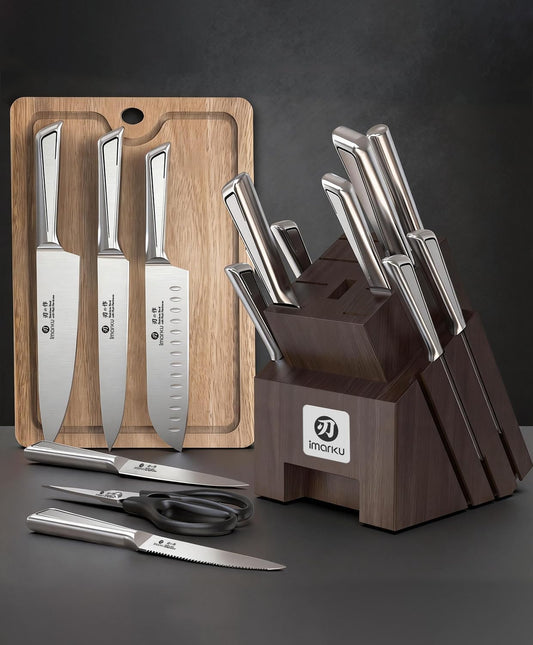 Knife Set, 16 PCS Kitchen Knife Set with Block High Carbon Steel, Ultra Sharp Japanese Knives Set for Kitchen, Ergonomic Handle, Dishwaher Safe, Home Kitchen Essentials, Gifts for Men Women