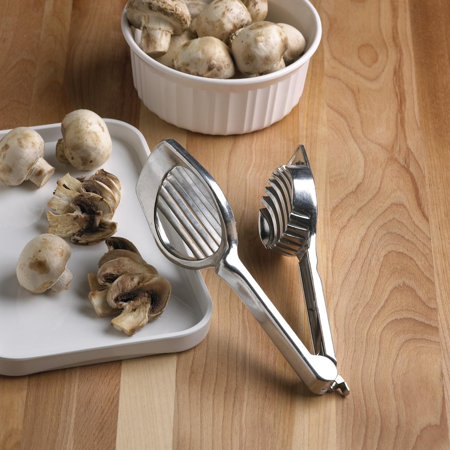 Fox Run Mushroom and Egg Slicer, Cast Aluminum,Silver | Easily Slice Eggs, Mushrooms, Strawberries & More | Great For Soft & Hard Boiled Eggs | Easier, Safer & Cleaner Than A Knife