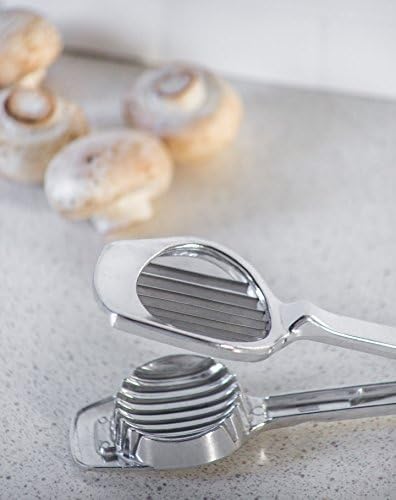 Fox Run Mushroom and Egg Slicer, Cast Aluminum,Silver | Easily Slice Eggs, Mushrooms, Strawberries & More | Great For Soft & Hard Boiled Eggs | Easier, Safer & Cleaner Than A Knife