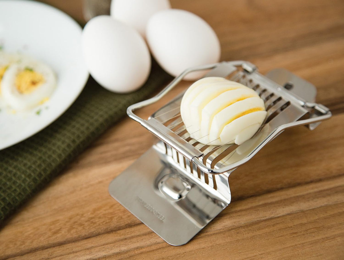Fox Run Mushroom and Egg Slicer, Cast Aluminum,Silver | Easily Slice Eggs, Mushrooms, Strawberries & More | Great For Soft & Hard Boiled Eggs | Easier, Safer & Cleaner Than A Knife
