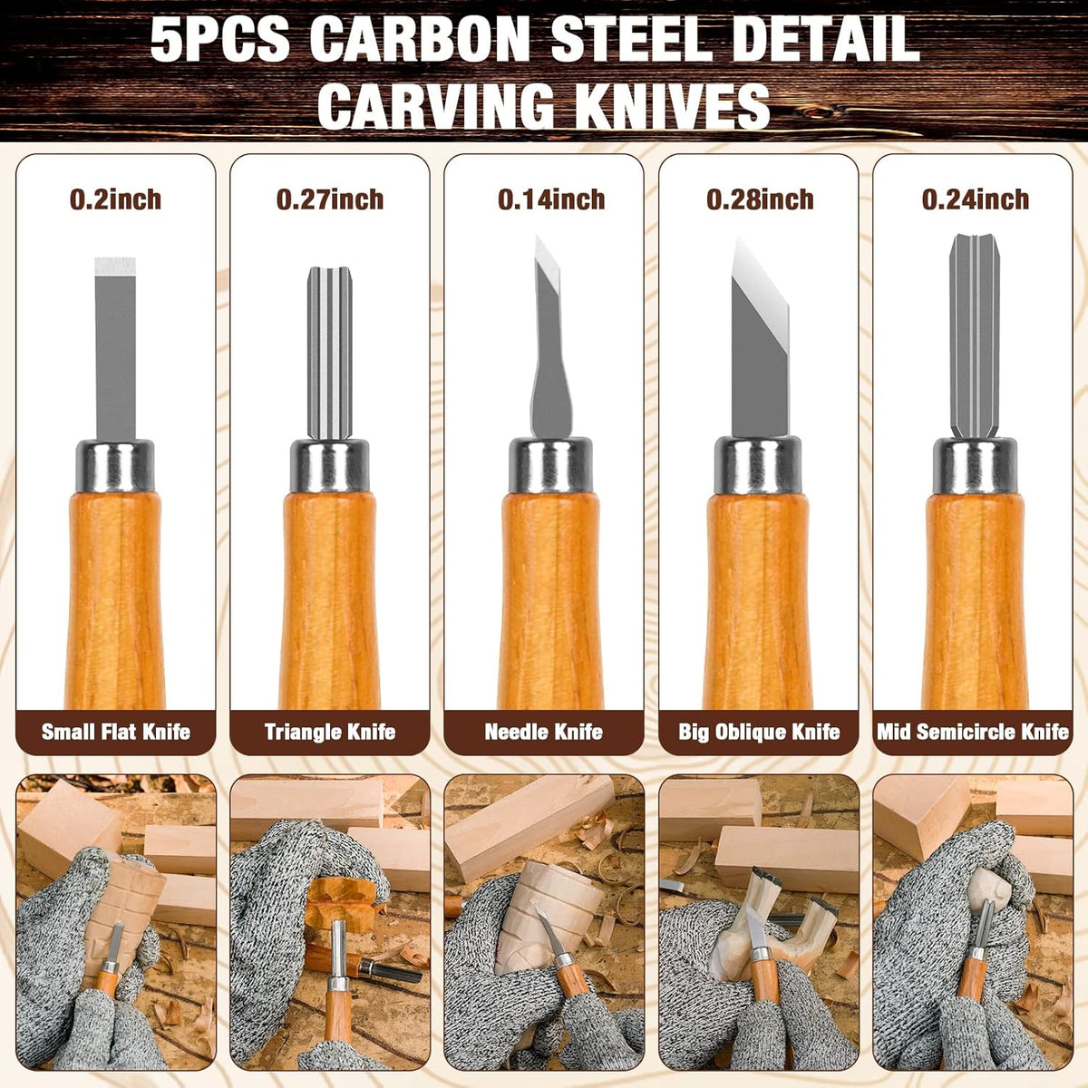 Wood Carving Kit, 23pcs Wood Carving Tools with 4 Wood Carving Knives 5 Detail Knives 9 Blocks, Whittling Kit DIY Hobbies for Adults