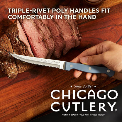 Halsted (7-PC) Steak Knives & Wooden Block Set, Ergonomic Handles and Sharp Stainless Steel Professional Chef Cutlery Set