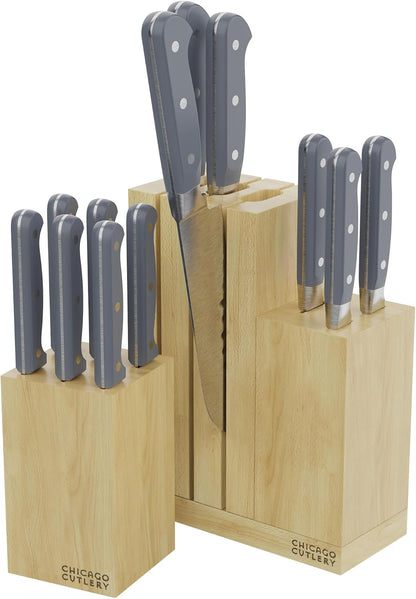 Halsted (7-PC) Steak Knives & Wooden Block Set, Ergonomic Handles and Sharp Stainless Steel Professional Chef Cutlery Set