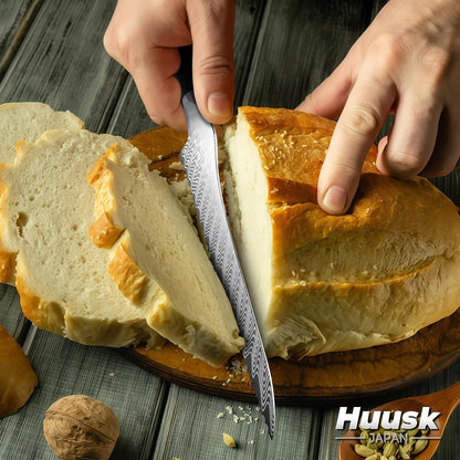 Huusk Serrated Bread Knife 8", Sourdough Bread Knife, Gift for Bakers | Serrated Knife for Homemade Breads Slicing Cake Bagels Baguettes, Stainless Steel Blade & Resin Handle