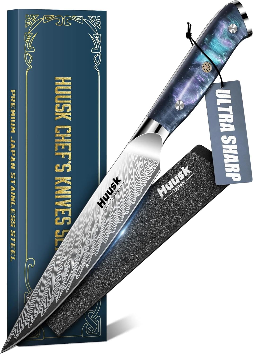 Huusk Serrated Bread Knife 8", Sourdough Bread Knife, Gift for Bakers | Serrated Knife for Homemade Breads Slicing Cake Bagels Baguettes, Stainless Steel Blade & Resin Handle