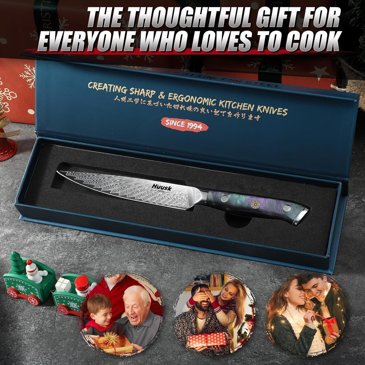 Huusk Serrated Bread Knife 8", Sourdough Bread Knife, Gift for Bakers | Serrated Knife for Homemade Breads Slicing Cake Bagels Baguettes, Stainless Steel Blade & Resin Handle