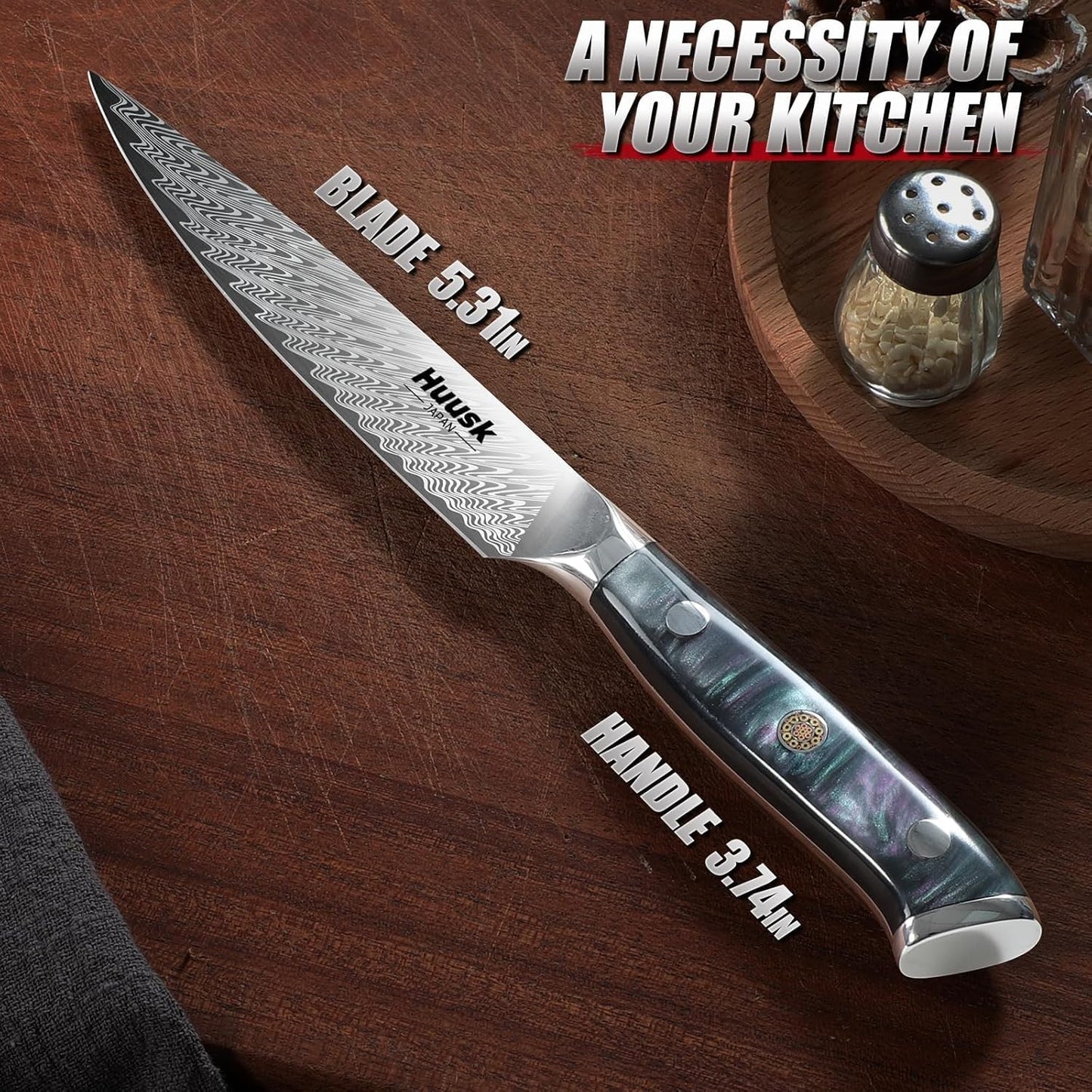 Huusk Serrated Bread Knife 8", Sourdough Bread Knife, Gift for Bakers | Serrated Knife for Homemade Breads Slicing Cake Bagels Baguettes, Stainless Steel Blade & Resin Handle