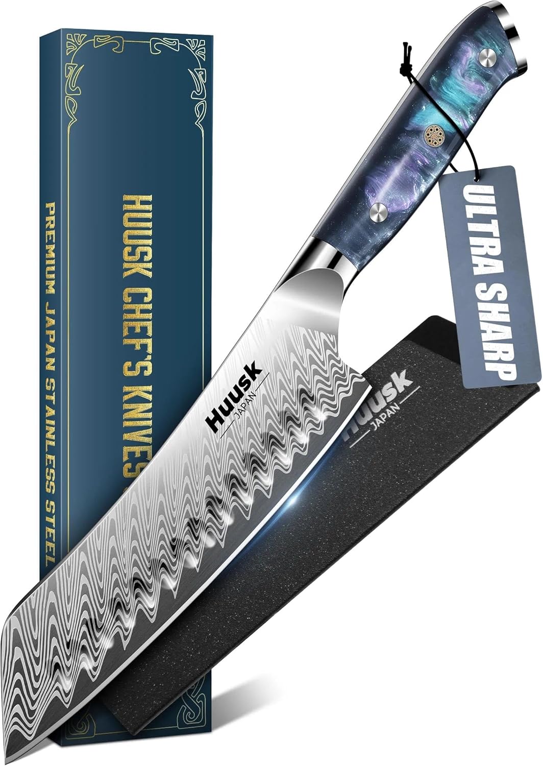 Huusk Serrated Bread Knife 8", Sourdough Bread Knife, Gift for Bakers | Serrated Knife for Homemade Breads Slicing Cake Bagels Baguettes, Stainless Steel Blade & Resin Handle