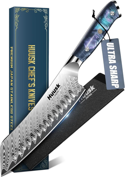 Huusk Serrated Bread Knife 8", Sourdough Bread Knife, Gift for Bakers | Serrated Knife for Homemade Breads Slicing Cake Bagels Baguettes, Stainless Steel Blade & Resin Handle