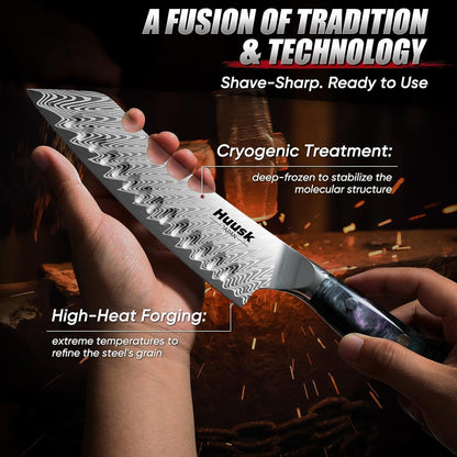 Huusk Serrated Bread Knife 8", Sourdough Bread Knife, Gift for Bakers | Serrated Knife for Homemade Breads Slicing Cake Bagels Baguettes, Stainless Steel Blade & Resin Handle