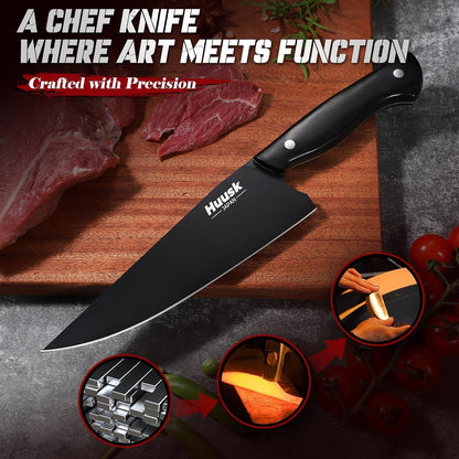 Huusk Serrated Bread Knife 8", Sourdough Bread Knife, Gift for Bakers | Serrated Knife for Homemade Breads Slicing Cake Bagels Baguettes, Stainless Steel Blade & Resin Handle