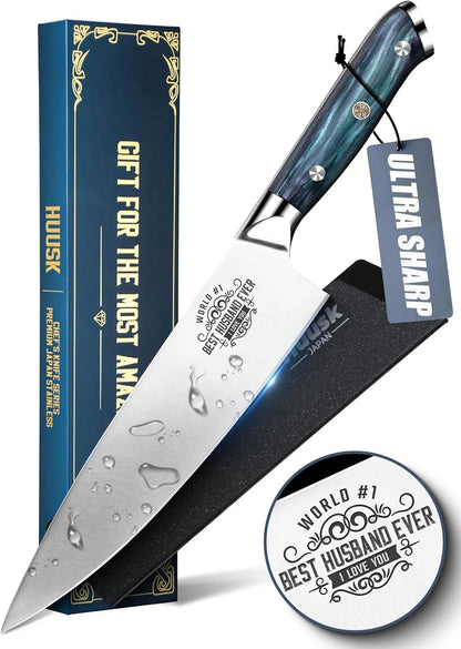 Huusk Serrated Bread Knife 8", Sourdough Bread Knife, Gift for Bakers | Serrated Knife for Homemade Breads Slicing Cake Bagels Baguettes, Stainless Steel Blade & Resin Handle