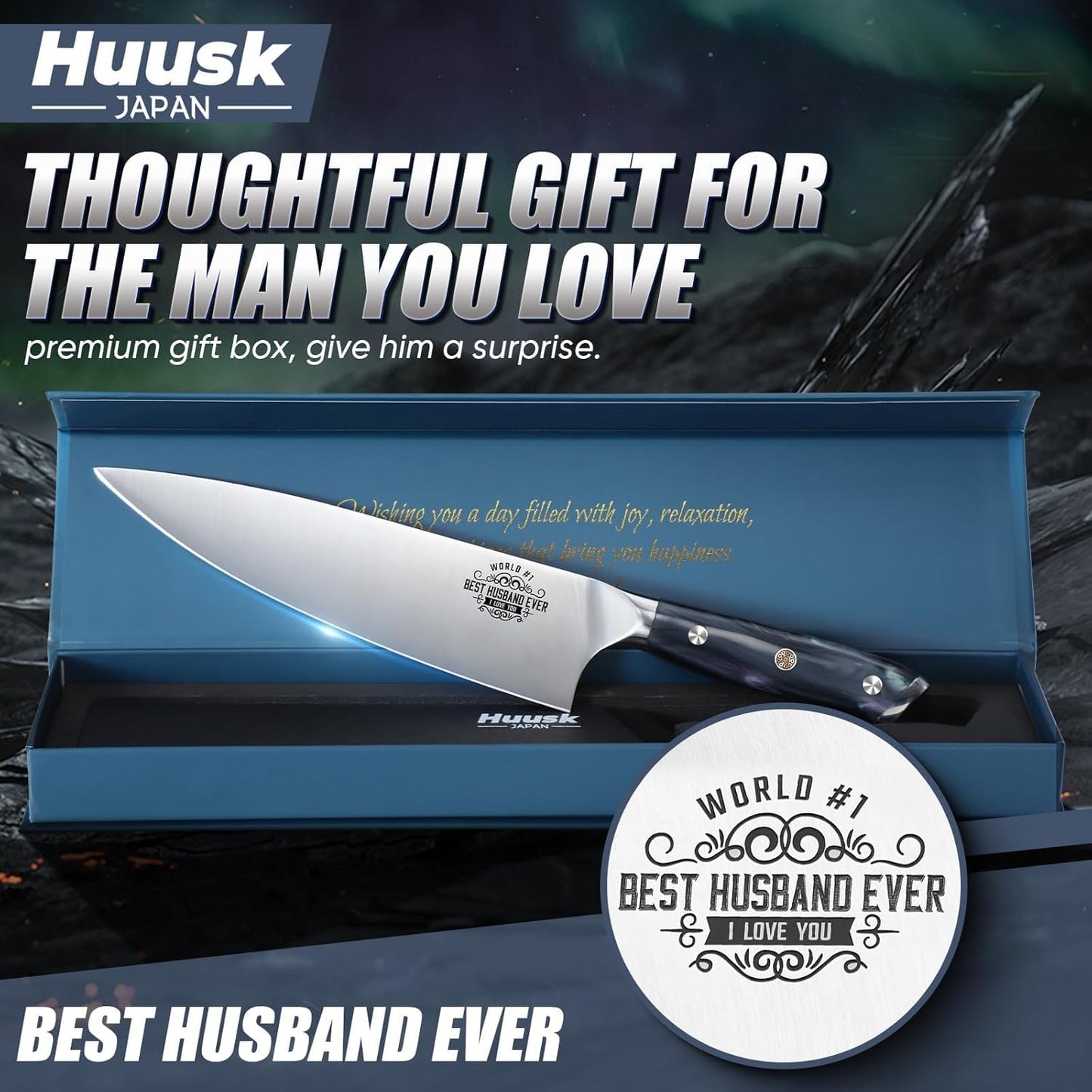 Huusk Serrated Bread Knife 8", Sourdough Bread Knife, Gift for Bakers | Serrated Knife for Homemade Breads Slicing Cake Bagels Baguettes, Stainless Steel Blade & Resin Handle