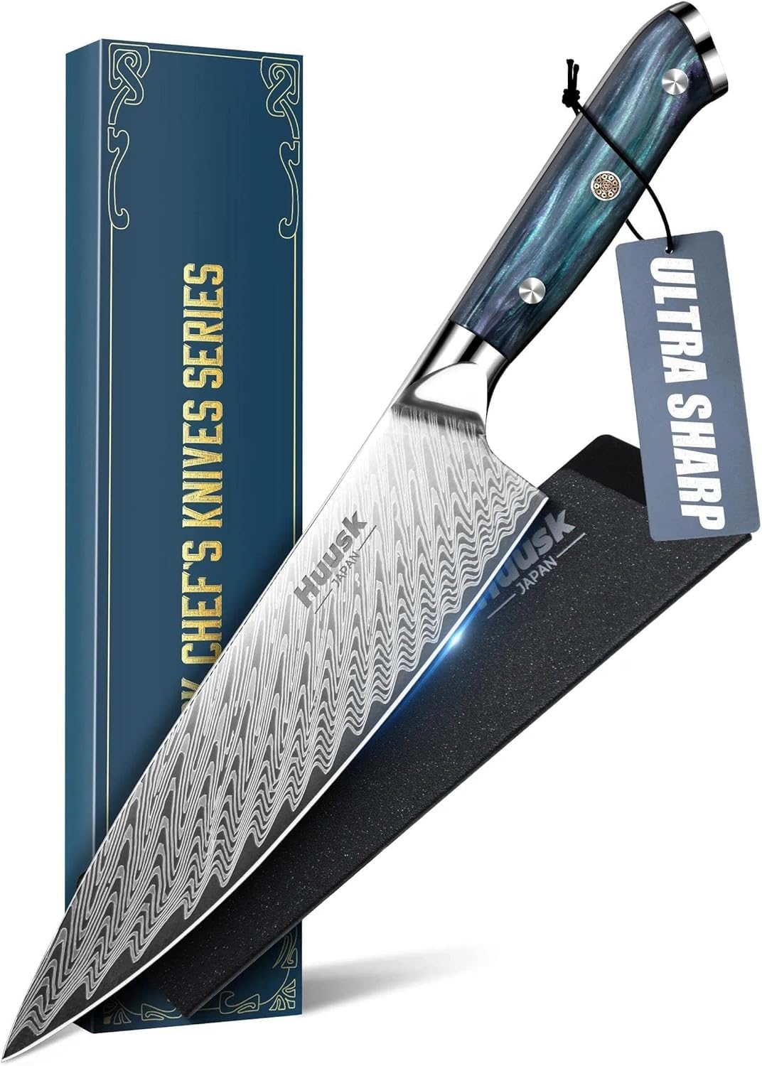 Huusk Serrated Bread Knife 8", Sourdough Bread Knife, Gift for Bakers | Serrated Knife for Homemade Breads Slicing Cake Bagels Baguettes, Stainless Steel Blade & Resin Handle