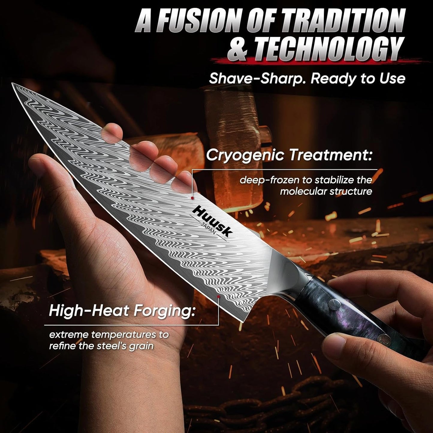 Huusk Serrated Bread Knife 8", Sourdough Bread Knife, Gift for Bakers | Serrated Knife for Homemade Breads Slicing Cake Bagels Baguettes, Stainless Steel Blade & Resin Handle