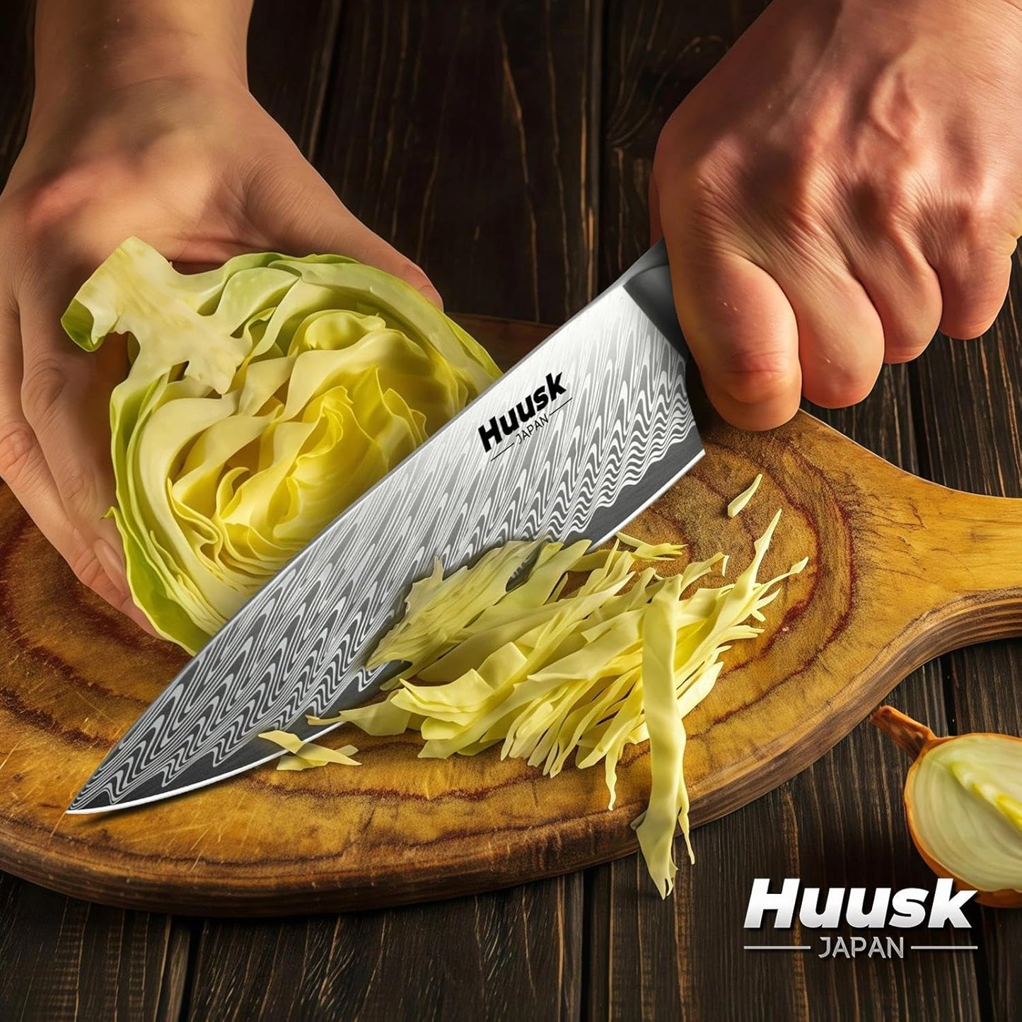 Huusk Serrated Bread Knife 8", Sourdough Bread Knife, Gift for Bakers | Serrated Knife for Homemade Breads Slicing Cake Bagels Baguettes, Stainless Steel Blade & Resin Handle