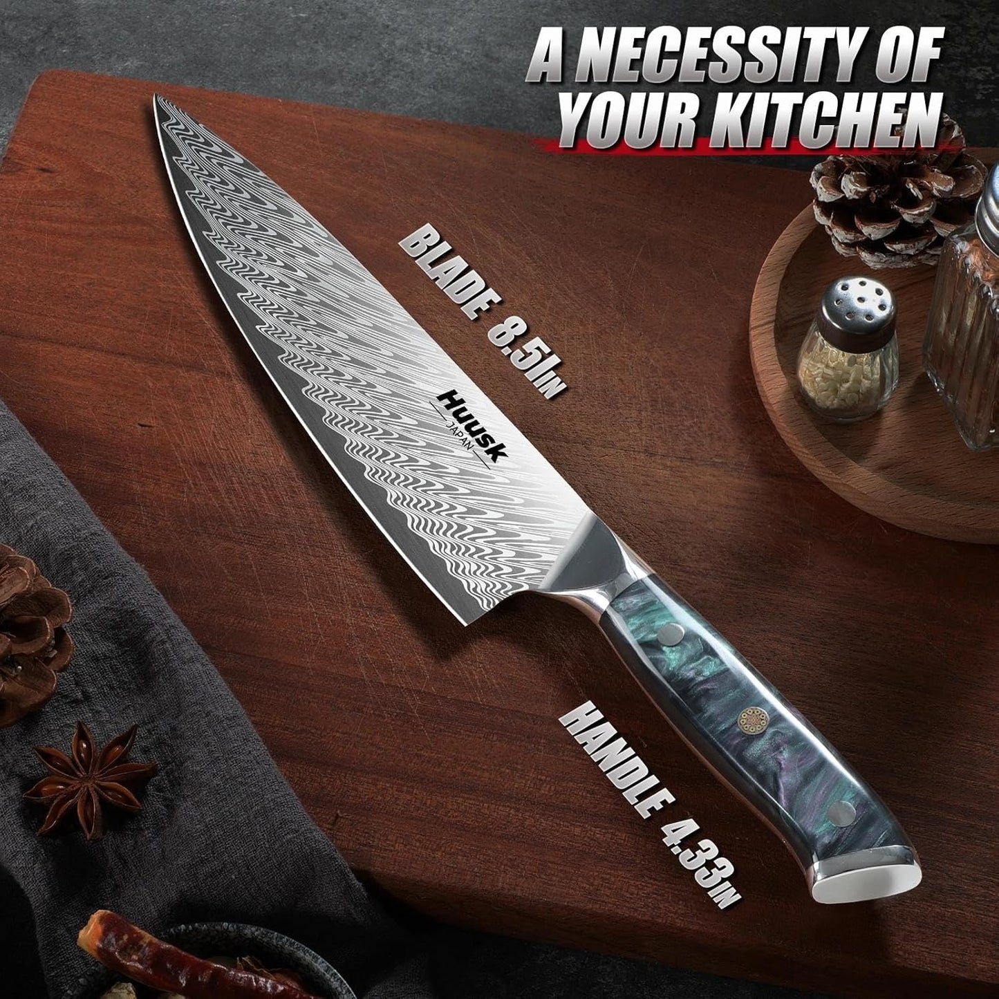 Huusk Serrated Bread Knife 8", Sourdough Bread Knife, Gift for Bakers | Serrated Knife for Homemade Breads Slicing Cake Bagels Baguettes, Stainless Steel Blade & Resin Handle