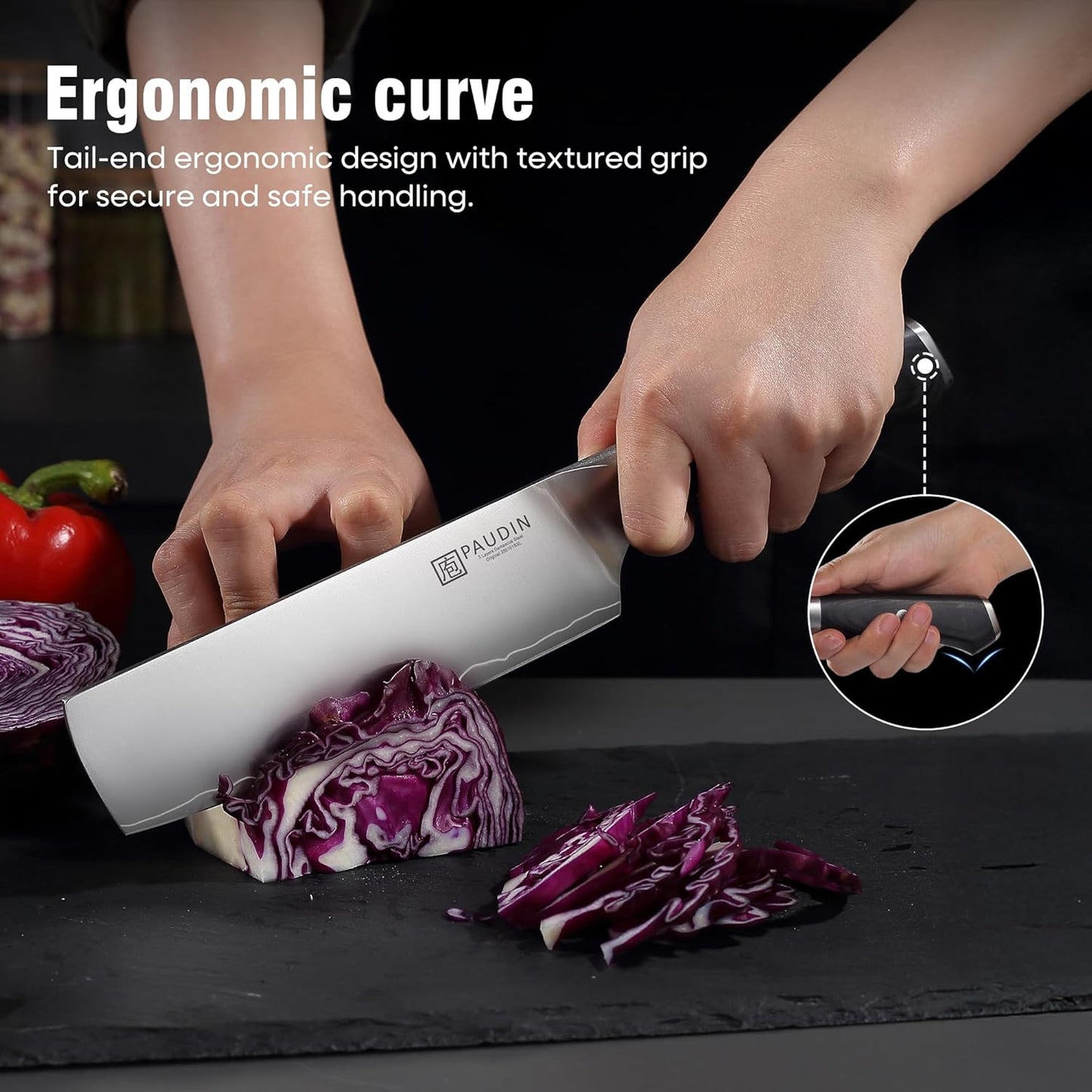Nakiri Knife 7 Inch,Damascus High Carbon Steel Kitchen Knife 62 HRC, Ultra Sharp Vegetable Chopping Cleaver and Meat Slicing Asian Chef Knife for Home Cooks, Gift Box Included for Women and Men