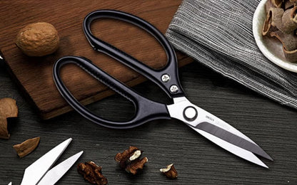 Edward Kitchen Scissors - Heavy Duty Stainless Steel Scissors for Meat, Cooking, Herbs - Dishwasher Safe (1, Black)