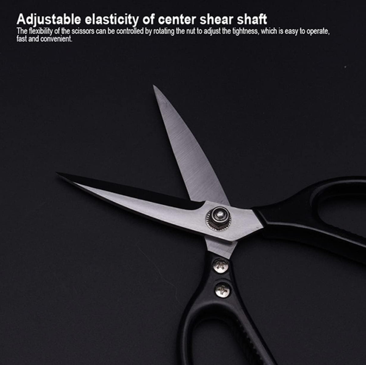 Edward Kitchen Scissors - Heavy Duty Stainless Steel Scissors for Meat, Cooking, Herbs - Dishwasher Safe (1, Black)