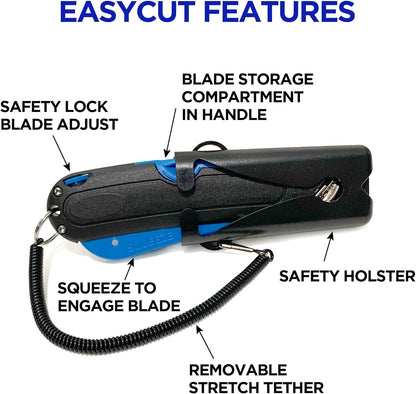 Garvey 091524 Safety Cutter with Holster, Black/Blue