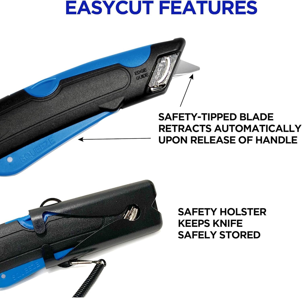 Garvey 091524 Safety Cutter with Holster, Black/Blue