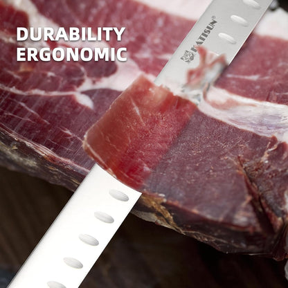 Brisket Knife, 12 Inch Carving & Slicing Knife for Meat Cutting, BBQ, Razor Sharp German Steel, Sheath Included, Ergonomic Handle Design, Grilling Gifts for Men
