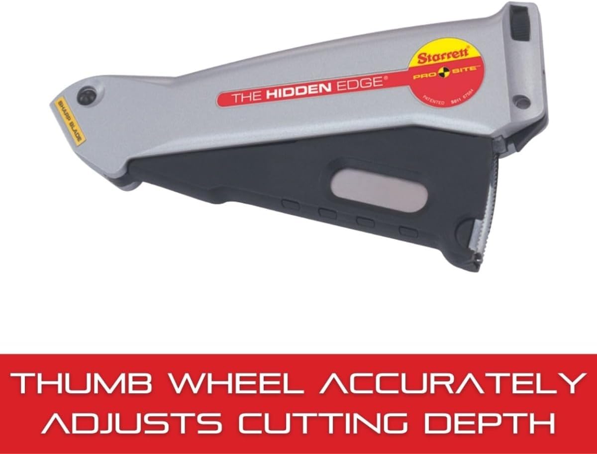 Hidden Edge Utility Knife | Easy-to-Use Safety Lock and Level for Fast, Tool-Free Blade Changes - Retractable Lever Action, Aluminum Case Material, S011