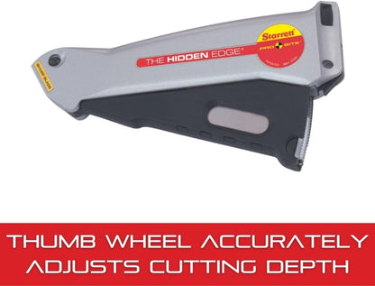 Hidden Edge Utility Knife | Easy-to-Use Safety Lock and Level for Fast, Tool-Free Blade Changes - Retractable Lever Action, Aluminum Case Material, S011