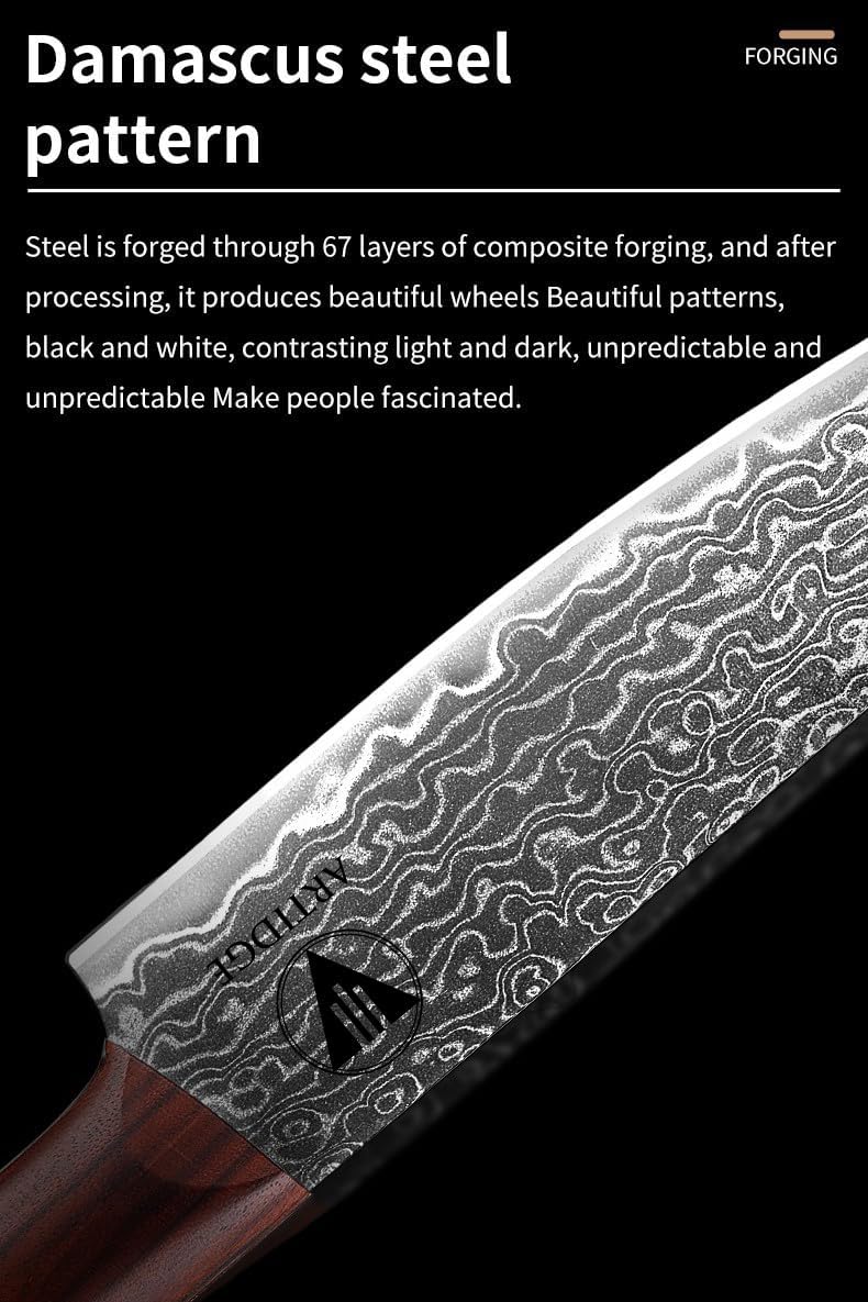 4.7" Paring Knife Damascus Steel Fruit Knives - 67-Layer Forged Kitchen Peeling Knife with Natural Solid Wood Handle Kitchen Utility Knives, 15° Double-Edged Blade, Ultra-Sharp & Durable