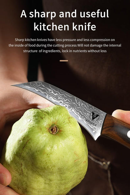 4.7" Paring Knife Damascus Steel Fruit Knives - 67-Layer Forged Kitchen Peeling Knife with Natural Solid Wood Handle Kitchen Utility Knives, 15° Double-Edged Blade, Ultra-Sharp & Durable