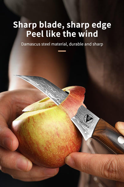 4.7" Paring Knife Damascus Steel Fruit Knives - 67-Layer Forged Kitchen Peeling Knife with Natural Solid Wood Handle Kitchen Utility Knives, 15° Double-Edged Blade, Ultra-Sharp & Durable