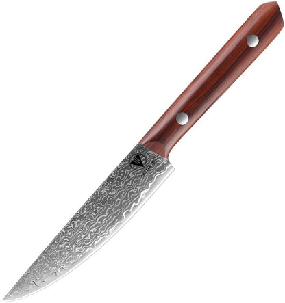 4.7" Paring Knife Damascus Steel Fruit Knives - 67-Layer Forged Kitchen Peeling Knife with Natural Solid Wood Handle Kitchen Utility Knives, 15° Double-Edged Blade, Ultra-Sharp & Durable